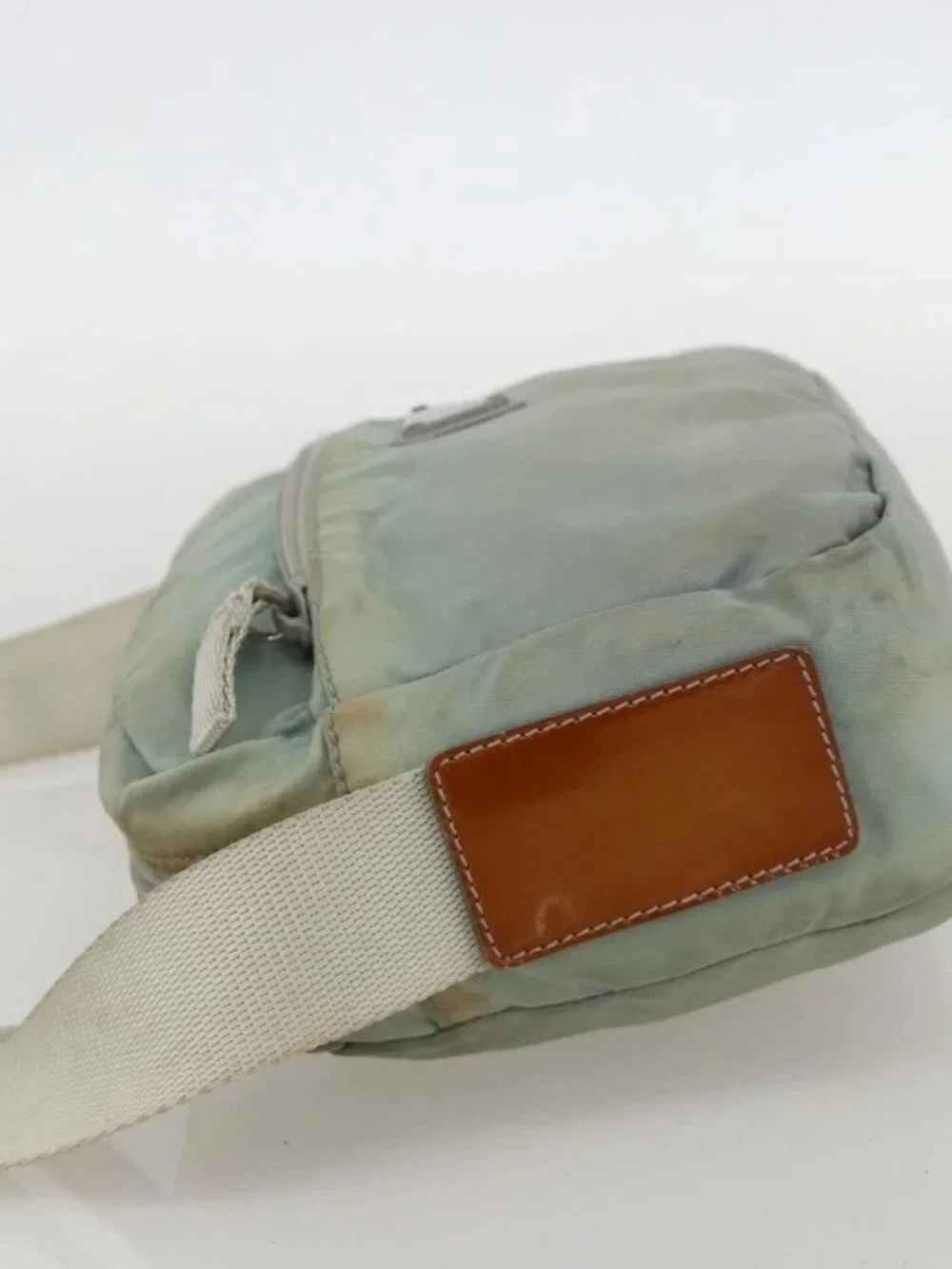 PRADA Shoulder Bag Nylon Light Blue Silver Auth 175693